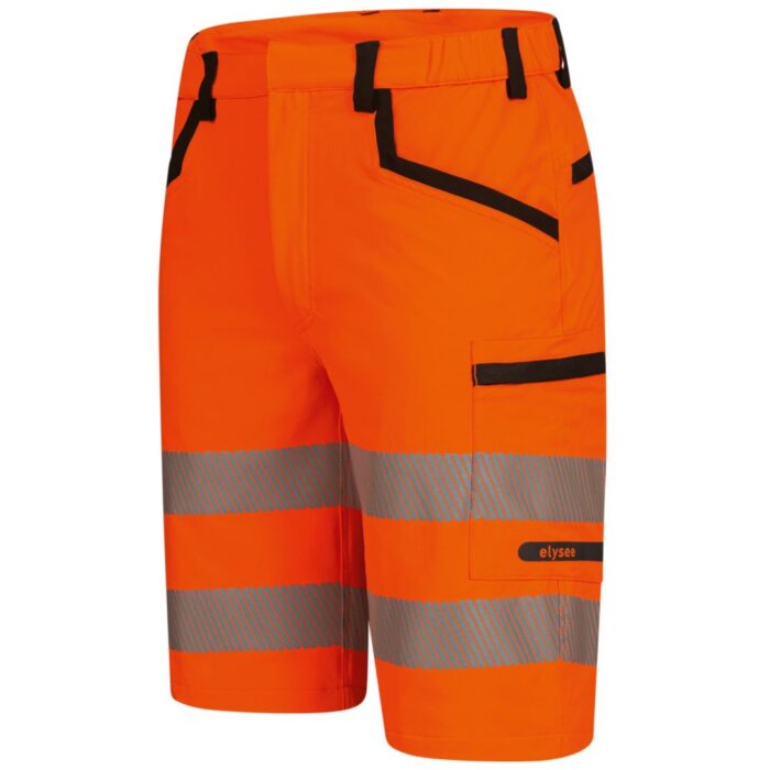 22766 bild 03 seite elysee uv warnschutz short elysee® orange/schwarz, EN ISO 20471/1, EN 13758-2