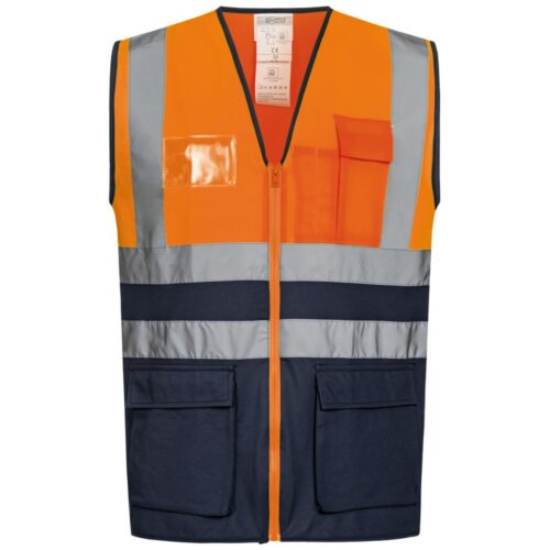 23509 bild 01 vorne safestyle warnschutzweste elysee® orange/marine, EN ISO 20471/3, EN 343 KL. 3/2