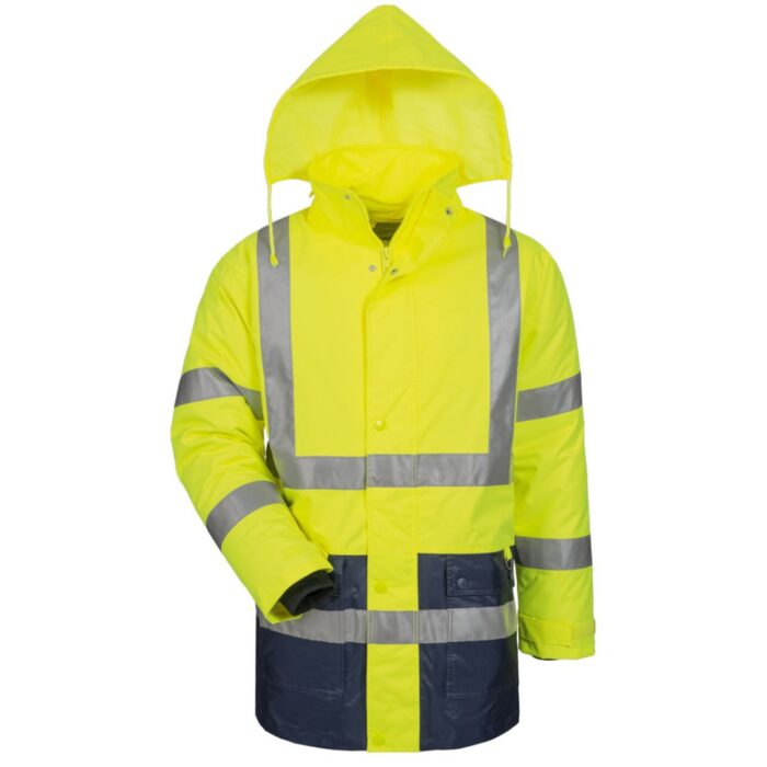 23528 bild 01 safestyle warnschutzparka 1 safestyle® gelb/marine , EN ISO 20471/3, EN 343 KL.3/3 atmungsaktiv