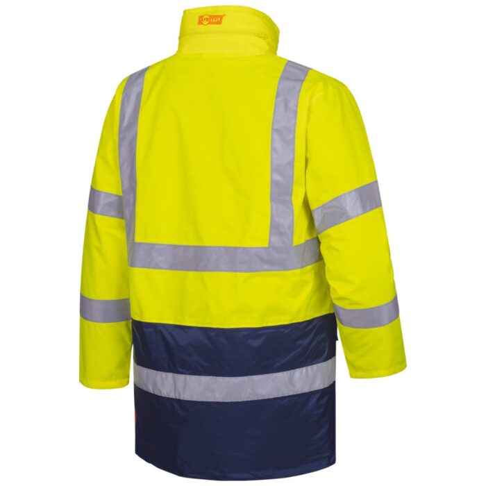 23528 bild 02 ruecken safestyle warnschutzparka 1 safestyle® gelb/marine , EN ISO 20471/3, EN 343 KL.3/3 atmungsaktiv