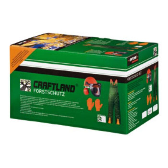 22779 CRAFTLAND® grün/orange, Latzhose/Helm/Handschuhe