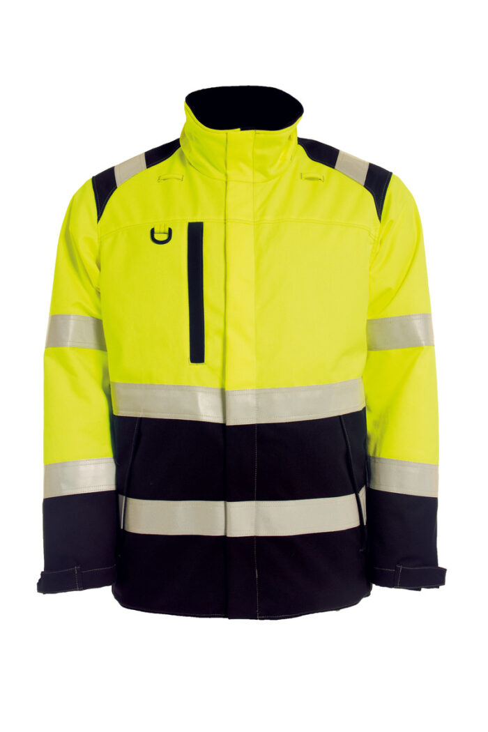 Hi-Vis flammhemmende Jacke in gelb/marine jetzt bei Riethmüller Arbeitsschutz