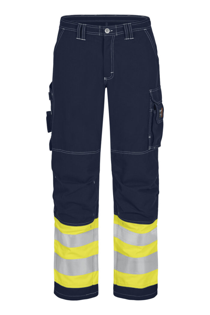 Hi-Vis Schutzhose flammhemmend in gelb/marine jetzt bei Riethmüller Arbeitsschutz