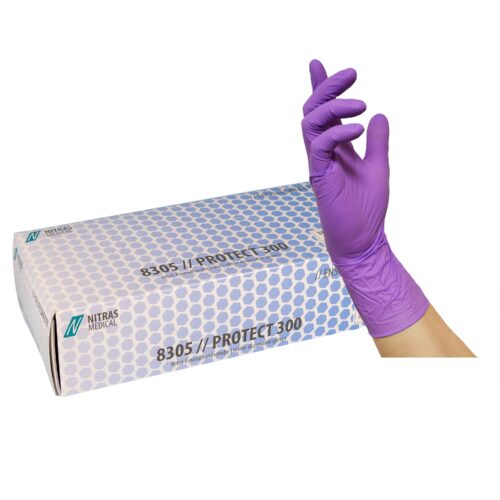 Nitril-Einmalhandschuh extra lang 300 mm – puder- und latexfreier Nitril-Einweghandschuh