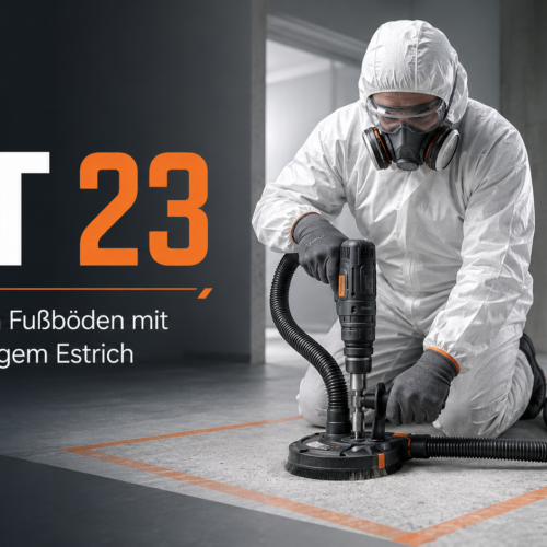 RA Titelbild BT23 Bohren Fussboeden asbesthaltiger Estrich 000032 Geräte und Systemkomponenten für das <strong>BT 32 Abstemmen</strong> asbesthaltiger Wand- und Deckenbekleidung – emissionsarmes Verfahren nach TRGS 519. <p style="margin: 18px 0 8px;"><a style="display: inline-block; background: #173e1f; color: #f39200; font-weight: bold; font-size: 16px; text-decoration: none; padding: 13px 32px; border-radius: 6px;" href="https://arbeitsschutz-riethmueller.de/kontakt/">Hier anfragen!</a></p>